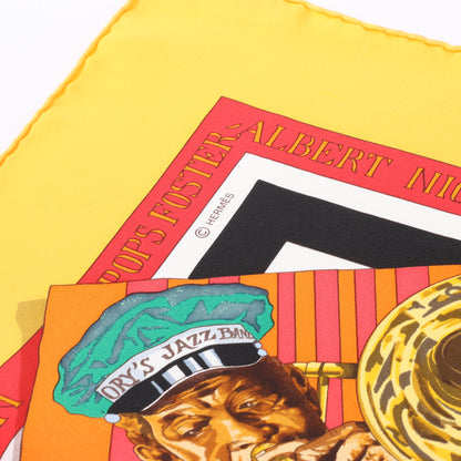 Hermès Carré 90 "New Orleans Creole Jazz" 100% Silk Scarf in Orange