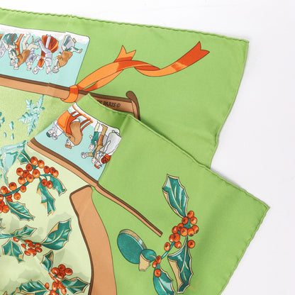 Hermès Carré 90 „Neige d'Antan“ Seidentaschentuch in Grün