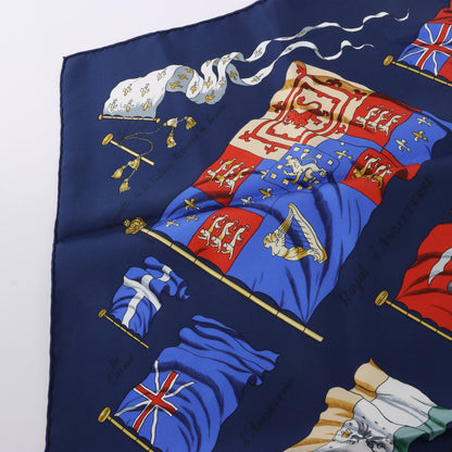 Hermès Carré 90 "PAVOIS" 100% Silk Scarf in Navy Blue