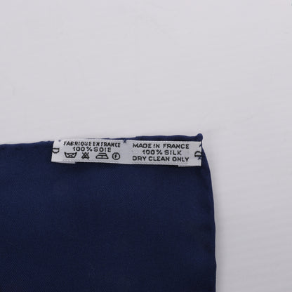 Hermès Carré 90 "PAVOIS" 100% Silk Scarf in Navy Blue