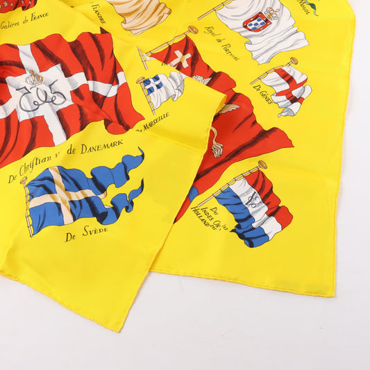 Hermès Carré 90 "PAVOIS" 100% Silk Scarf in Yellow