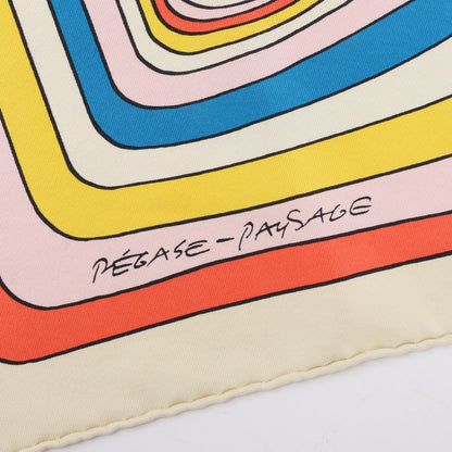 Hermès Carré 90 "PEGASE" 100% Silk Scarf in Beige and Multicolor