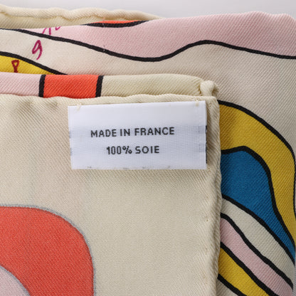 Hermès Carré 90 "PEGASE" 100% Silk Scarf in Beige and Multicolor
