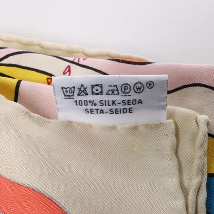 Hermès Carré 90 "PEGASE" 100% Silk Scarf in Beige and Multicolor