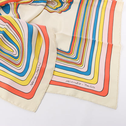 Hermès Carré 90 "PEGASE" 100% Silk Scarf in Beige and Multicolor