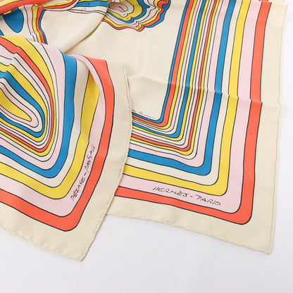 Carré Hermès Carré 90 « PÉGASE » 100 % soie beige et multicolore