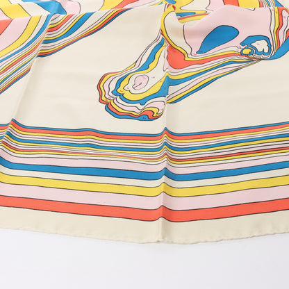 Hermès Carré 90 "PEGASE" 100% Silk Scarf in Beige and Multicolor