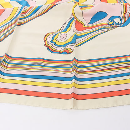 Carré Hermès Carré 90 « PÉGASE » 100 % soie beige et multicolore