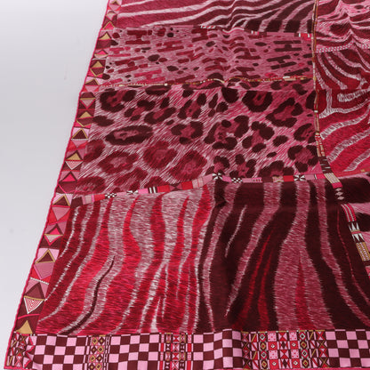 Hermès Carré 90 "PELAGES ET CAMOUFLAGE" 100% Silk Scarf in Burgundy x Pink