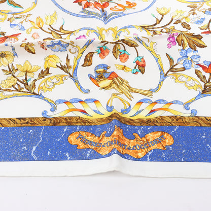 Hermès Carré 90 "PIERRES d'ORIENT et d'OCCIDENT" Foulard 100% Soie en Marine x Beige