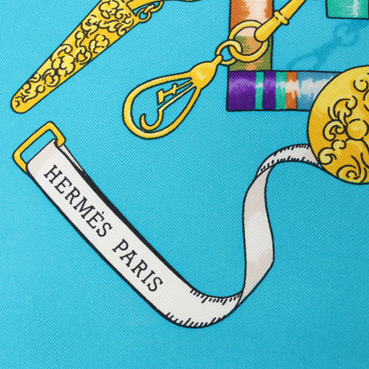 Hermès Carré 90 "Petite main" Seidentaschentuch in Blau