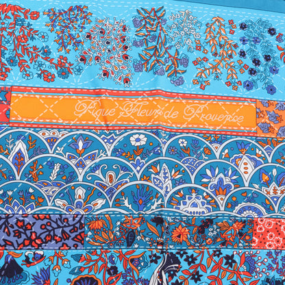 Hermès Carré 90 "Pique Fleuri de Provence" 100% Silk Scarf in Blue