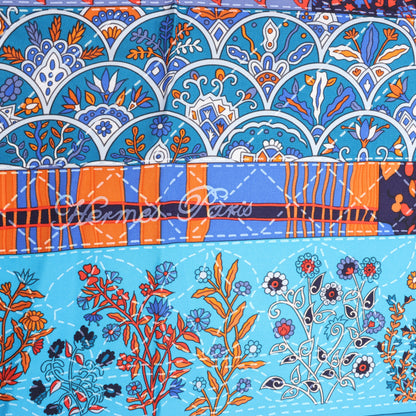 Hermès Carré 90 "Pique Fleuri de Provence" 100% Silk Scarf in Blue