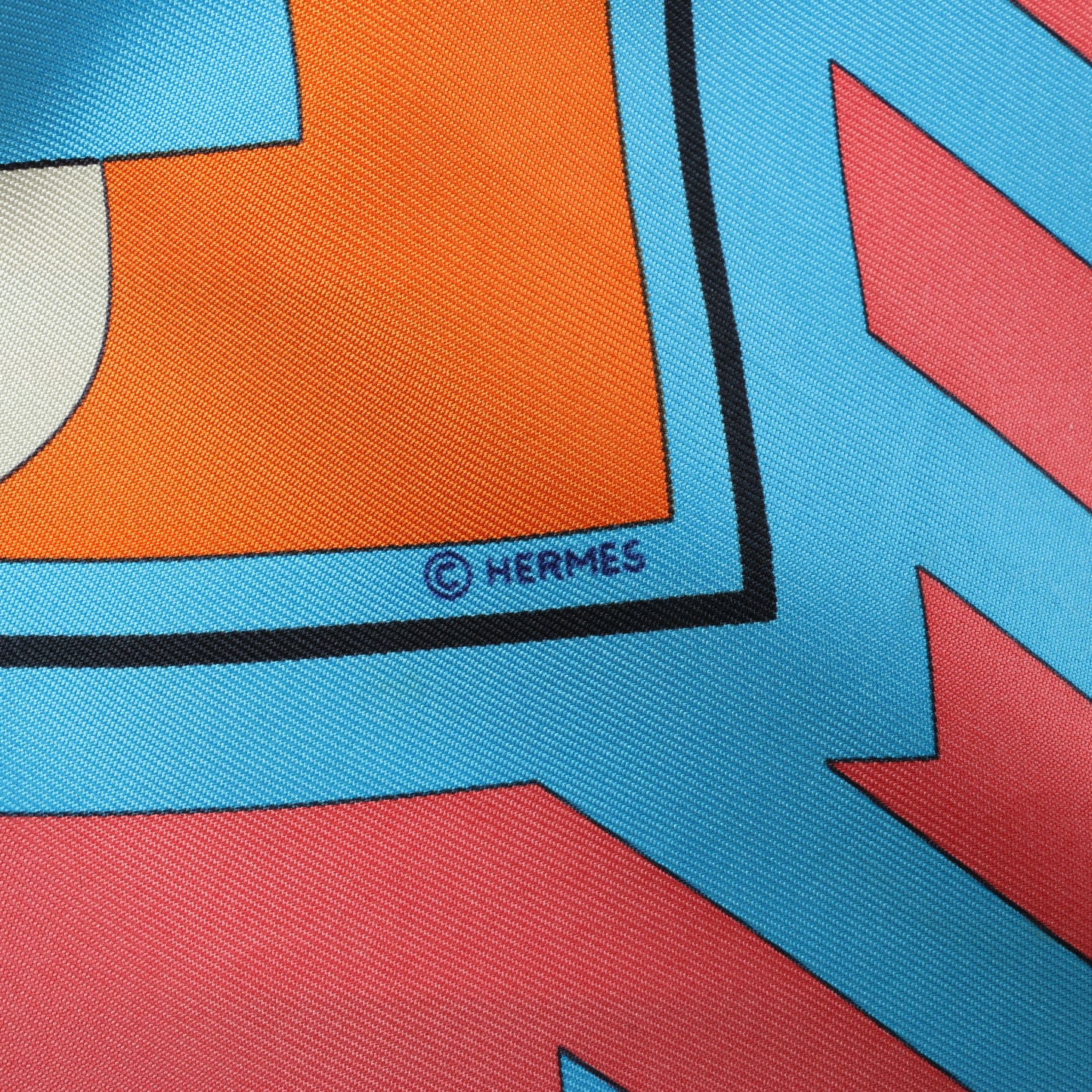 Hermès Carré 90 "Puzzle" 100% Silk Scarf in Blue