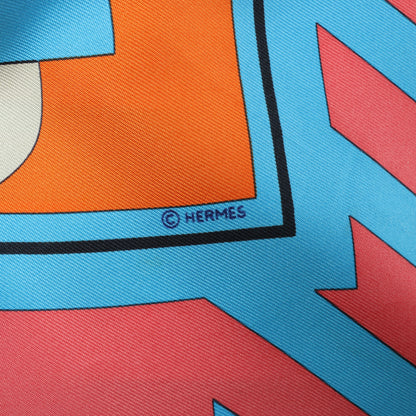 Hermès Carré 90 "Puzzle" 100% Silk Scarf in Blue