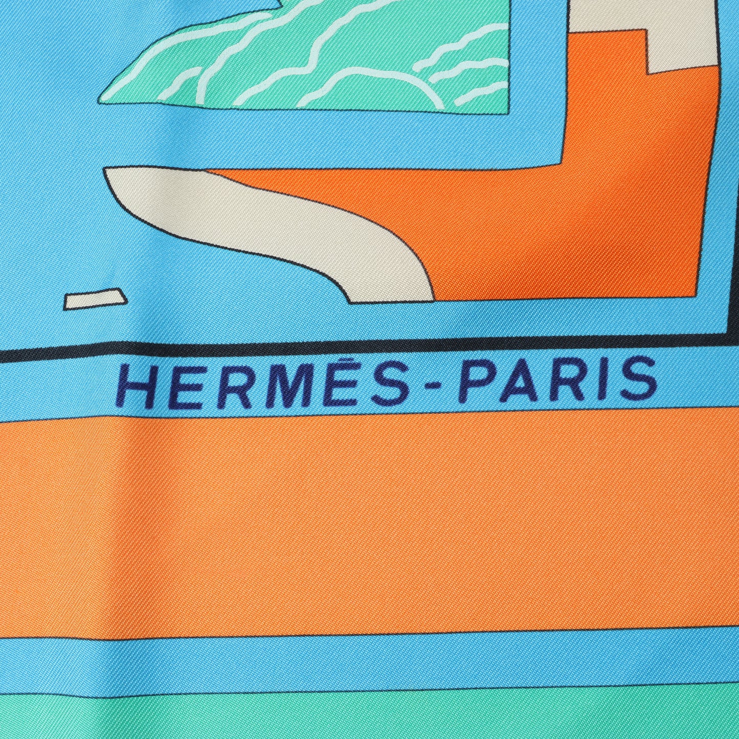 Hermès Carré 90 "Puzzle" 100% Silk Scarf in Blue