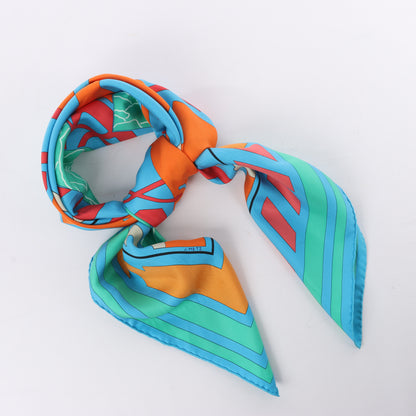 Hermès Carré 90 "Puzzle" 100% Silk Scarf in Blue