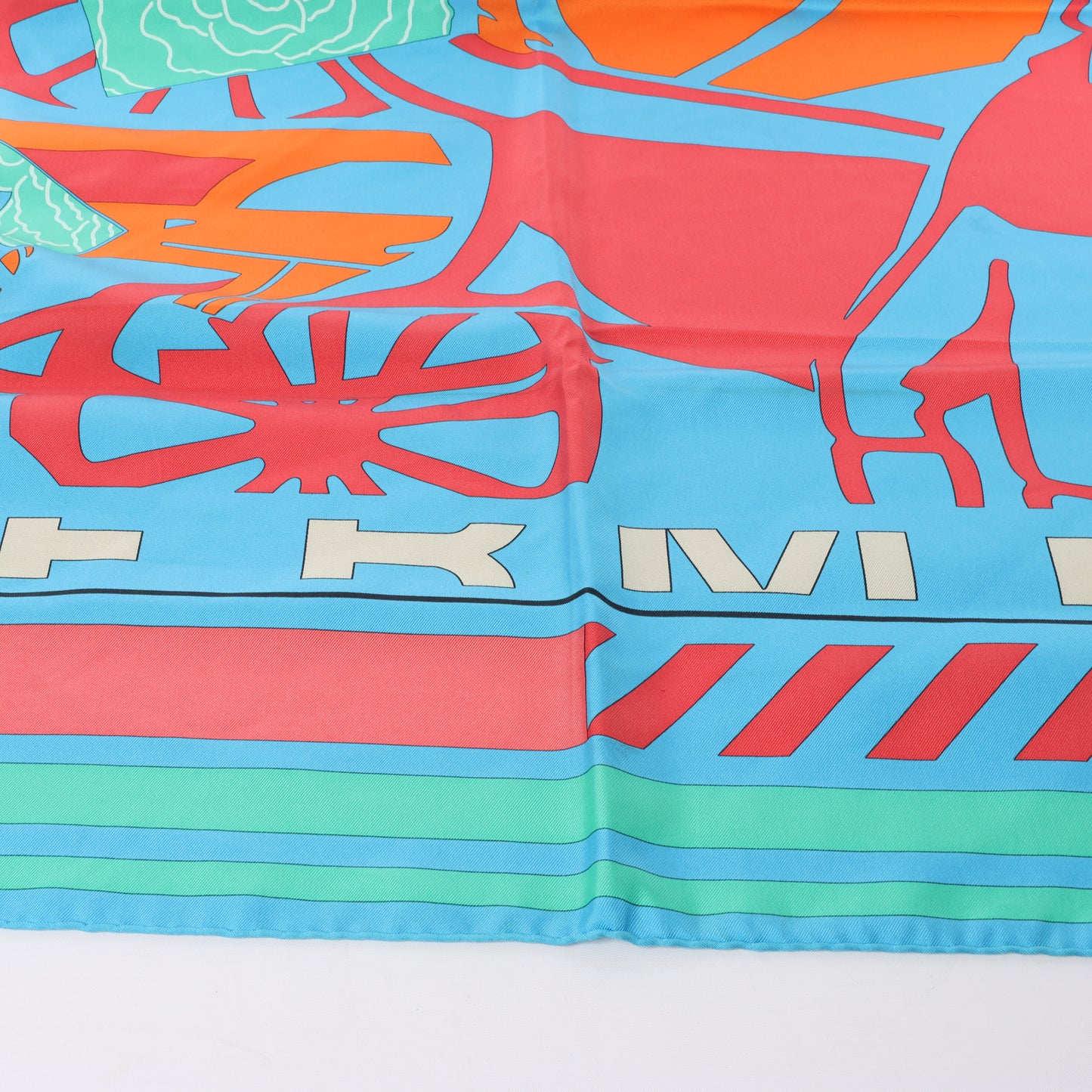 Hermès Carré 90 "Puzzle" 100% Silk Scarf in Blue