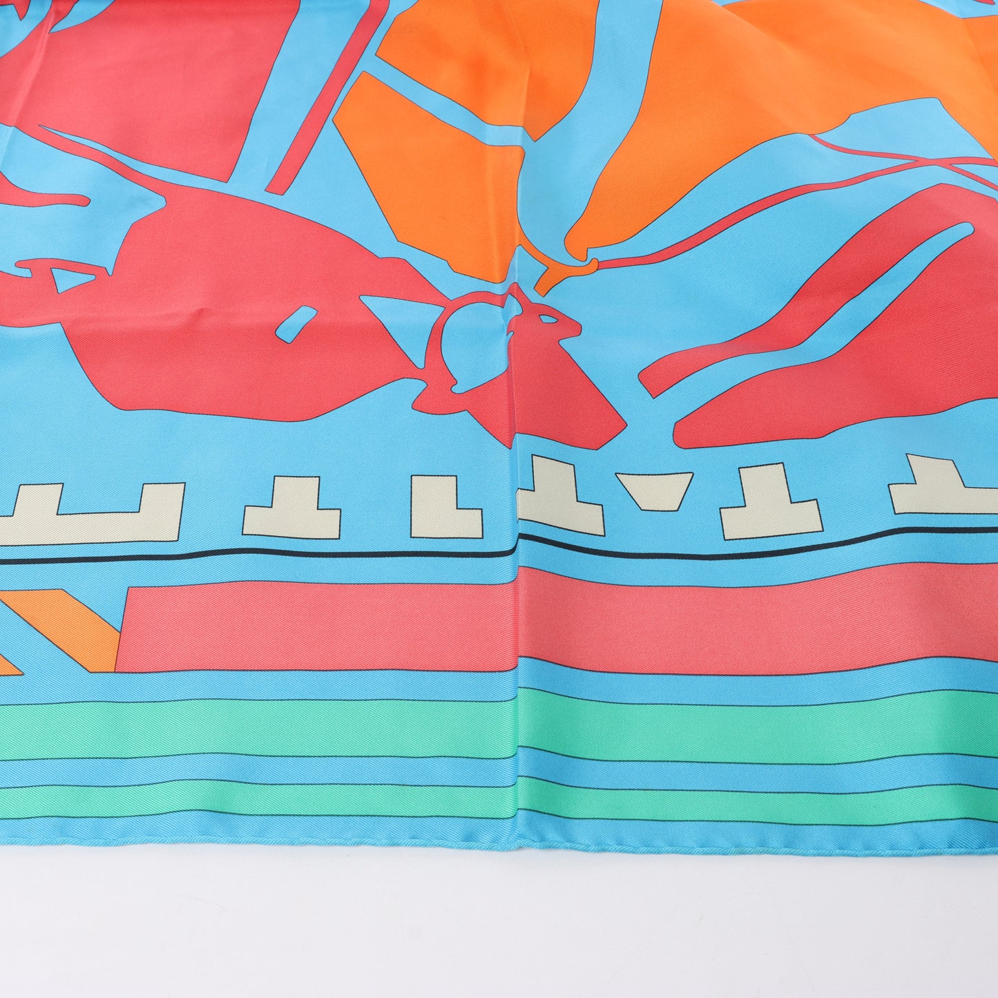 Hermès Carré 90 "Puzzle" 100% Silk Scarf in Blue