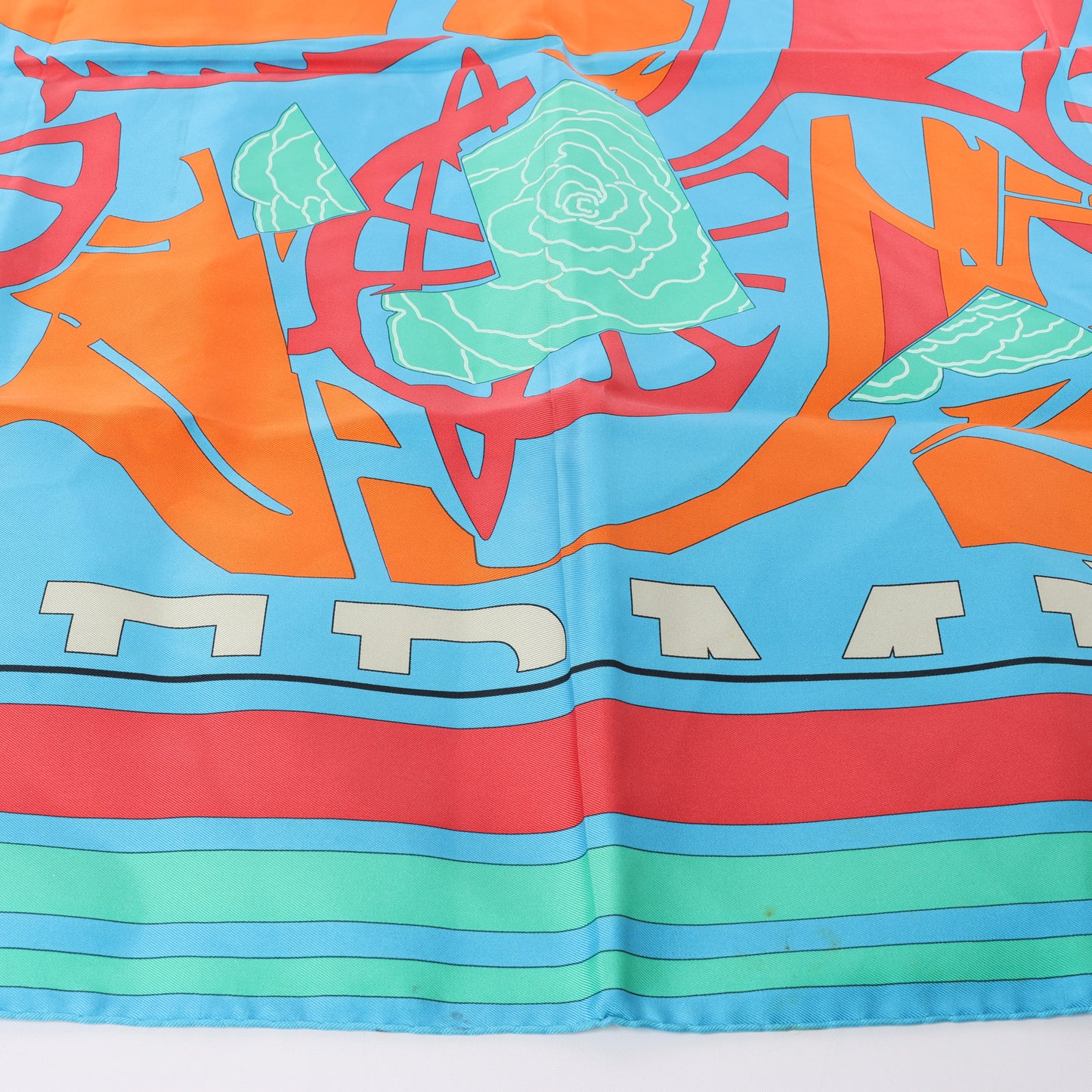 Hermès Carré 90 "Puzzle" 100% Silk Scarf in Blue
