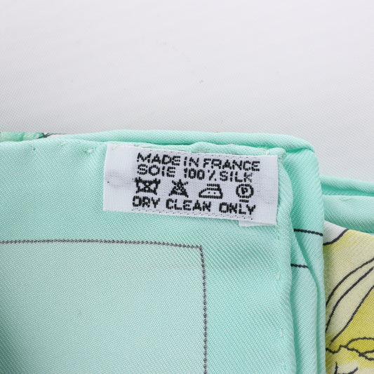 Hermès Carré 90 "Pythagore" 100% Silk Scarf in Green