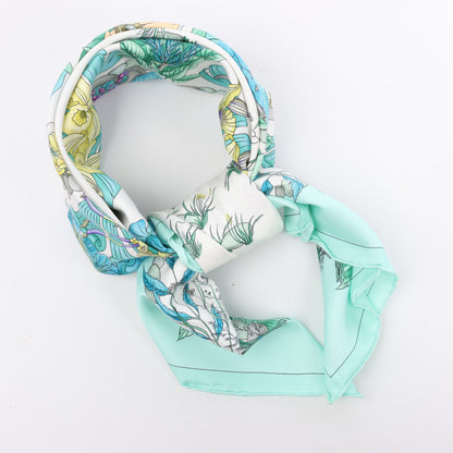 Hermès Carré 90 "Pythagore" 100% Silk Scarf in Green