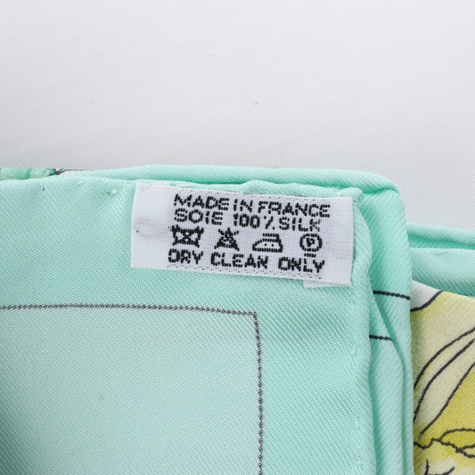 Hermès Carré 90 "Pythagore" 100% Silk Scarf in Green