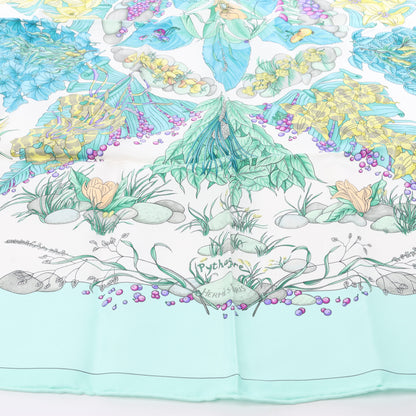 Hermès Carré 90 "Pythagore" 100% Silk Scarf in Green