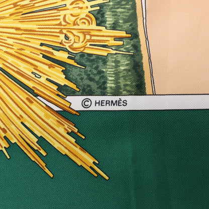 Hermès Carré 90 "SANSSOUCY" 100% Silk Scarf in Green