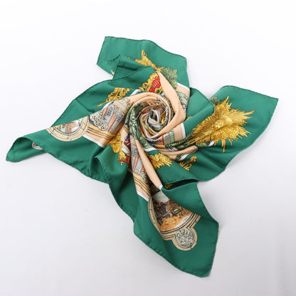 Hermès Carré 90 "SANSSOUCY" 100% Silk Scarf in Green