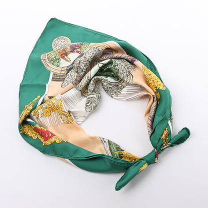 Hermès Carré 90 "SANSSOUCY" 100% Silk Scarf in Green