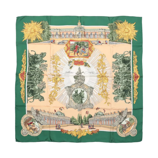 Hermès Carré 90 "SANSSOUCY" 100% Silk Scarf in Green