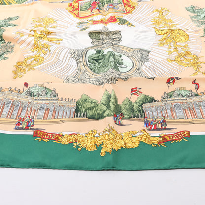 Hermès Carré 90 "SANSSOUCY" 100% Silk Scarf in Green