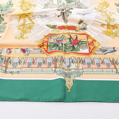 Hermès Carré 90 "SANSSOUCY" 100% Silk Scarf in Green