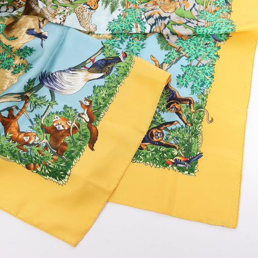 Hermès Carré  90 "SICHUAN " 100% Silk Scarf in Yellow