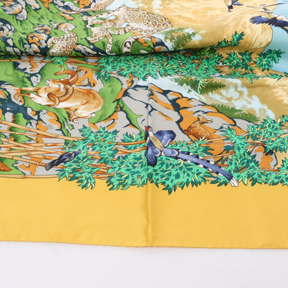 Hermès Carré  90 "SICHUAN " 100% Silk Scarf in Yellow