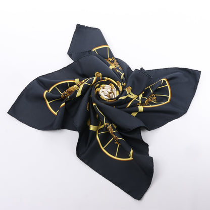 Hermès Carré 90 "SPRINGS" 100% Silk Scarf in Black
