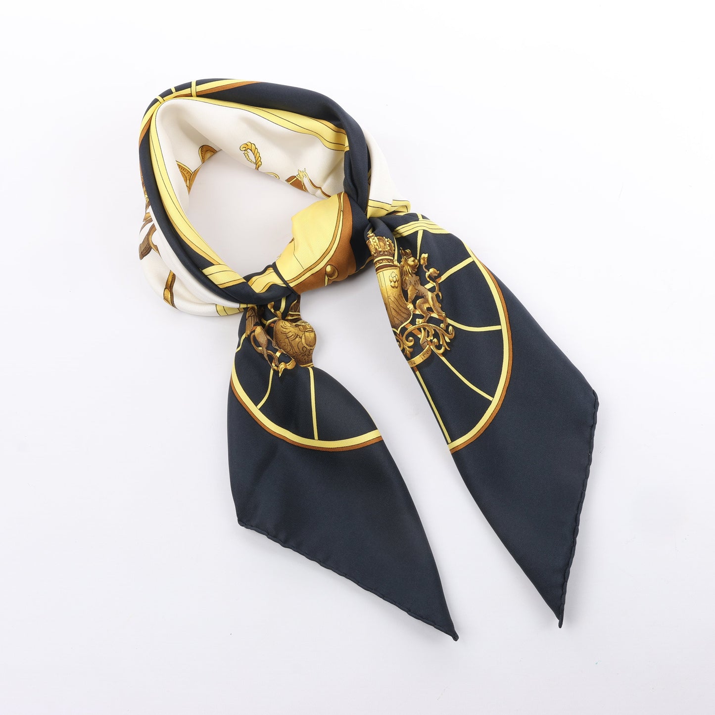 Hermès Carré 90 "SPRINGS" 100% Silk Scarf in Black