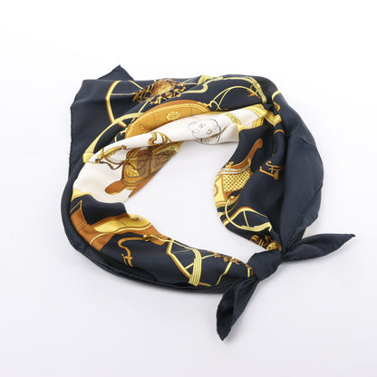 Hermès Carré 90 "SPRINGS" 100% Silk Scarf in Black