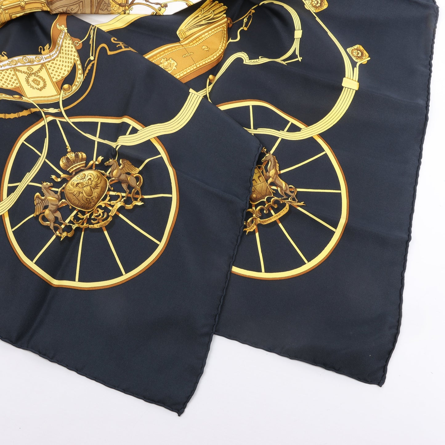 Hermès Carré 90 "SPRINGS" 100% Silk Scarf in Black