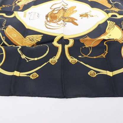 Hermès Carré 90 "SPRINGS" 100% Silk Scarf in Black
