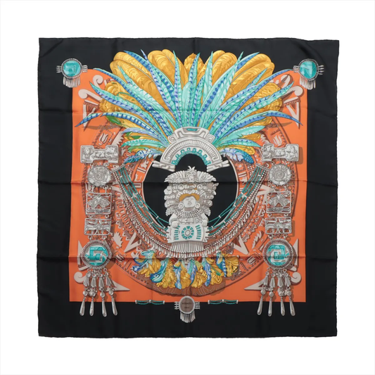 Hermès Carré 90 "Buddha Carnival" Seidentaschentuch in Schwarz