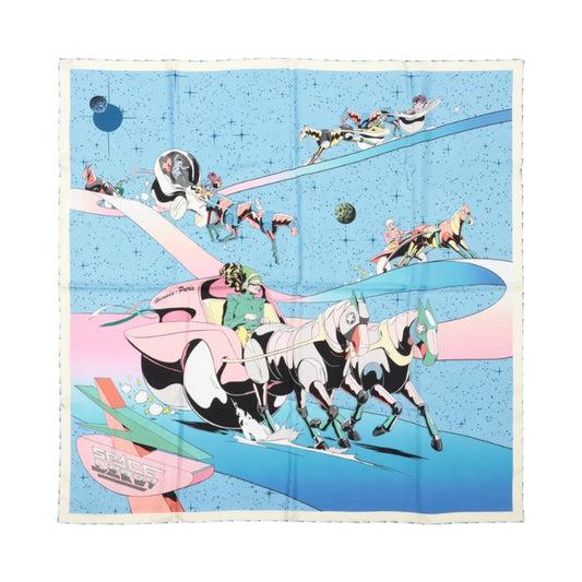 Hermès Carré 90 "Space Derby" 100% Silk Scarf in Blue