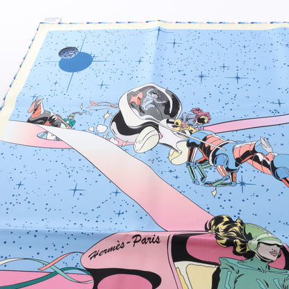 Hermès Carré 90 "Space Derby" 100% Silk Scarf in Blue