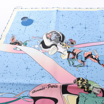 Hermès Carré 90 "Space Derby" 100% Silk Scarf in Blue