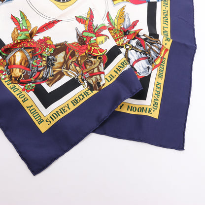 Hermès Carré 90 „THE ORIGINAL NEW ORLEANS CREOLE JAZZ 1923“ Schal aus 100 % Seide in Marineblau