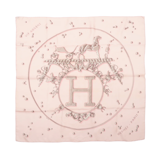 Hermès Carré 90 "VIF ARGENT" 100% Silk Scarf in Pink