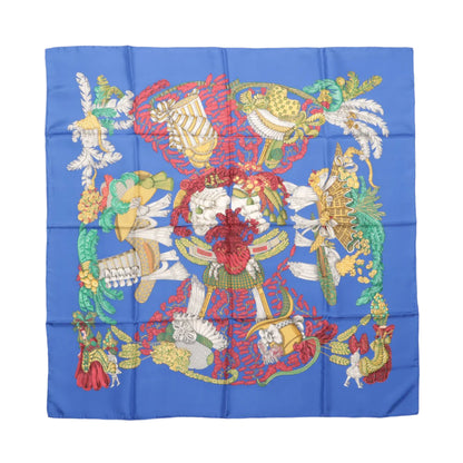 Hermès Carré 90 „Chapeau“ Schal aus 100 % Seide in Blau