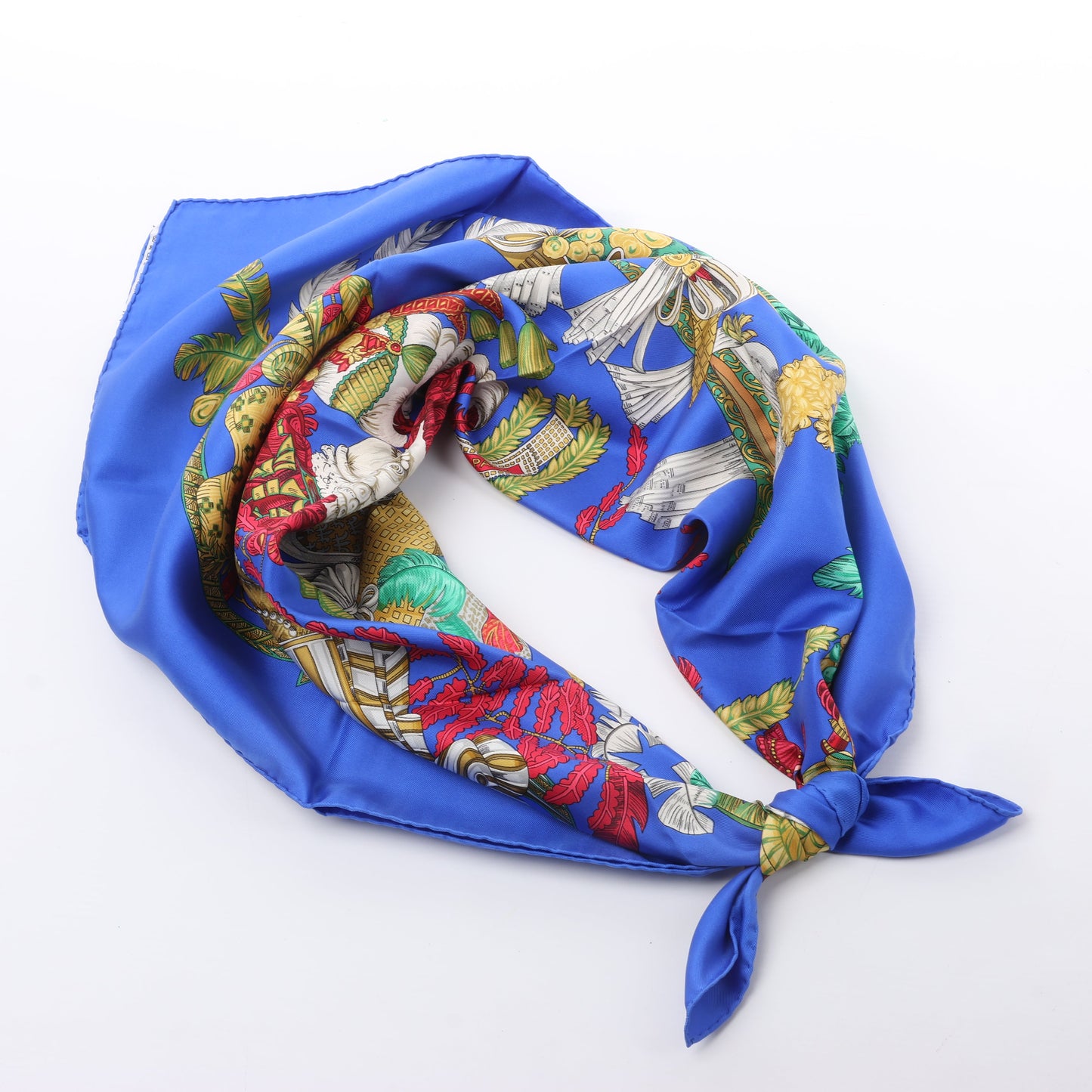 Hermès Carré 90 „Chapeau“ Schal aus 100 % Seide in Blau