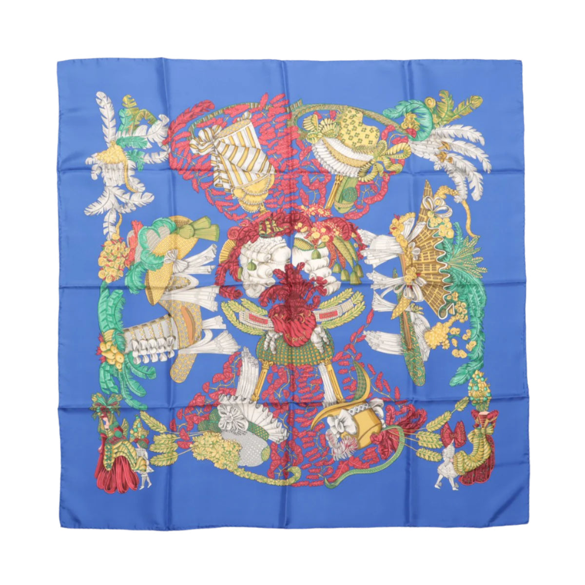 Hermès Carré 90 „Chapeau“ Schal aus 100 % Seide in Blau